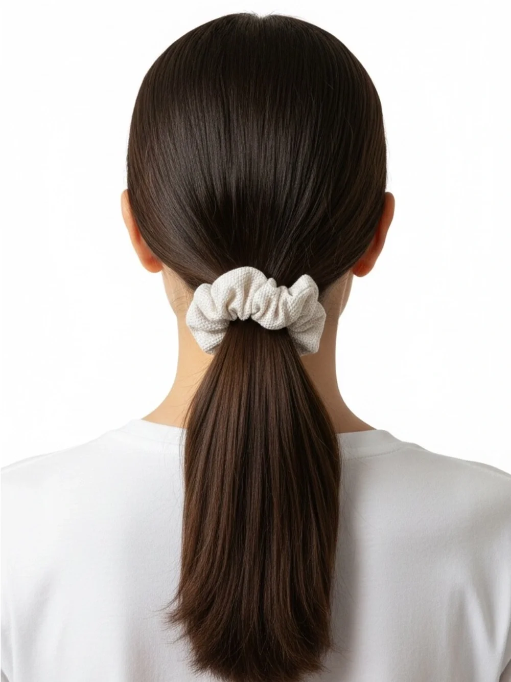 Cream Ecru Soft Comfy Stretchy Square Texture Fabric Scrunchie Addl Colors Avail